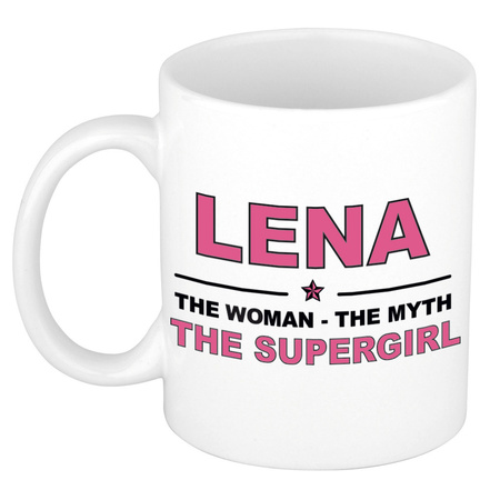 Lena The woman, The myth the supergirl cadeau koffie mok / thee beker 300 ml