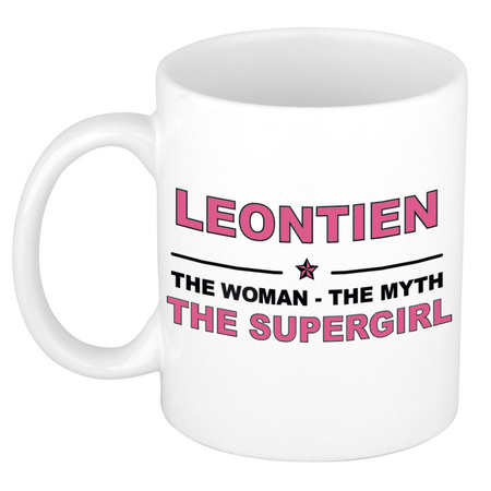 Leontien The woman, The myth the supergirl cadeau koffie mok / thee beker 300 ml