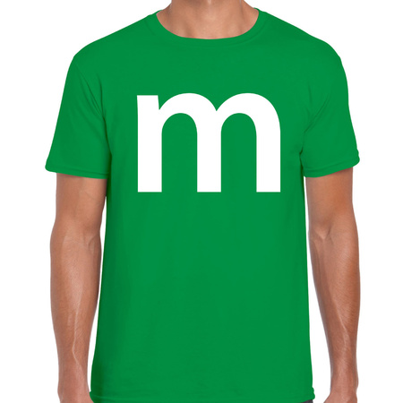 Letter M verkleed/ carnaval t-shirt groen voor heren