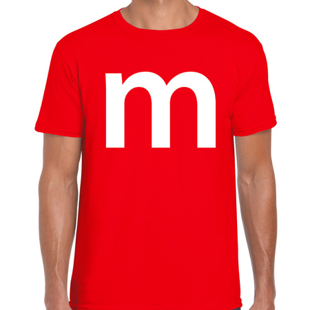 Letter M verkleed/ carnaval t-shirt rood voor heren