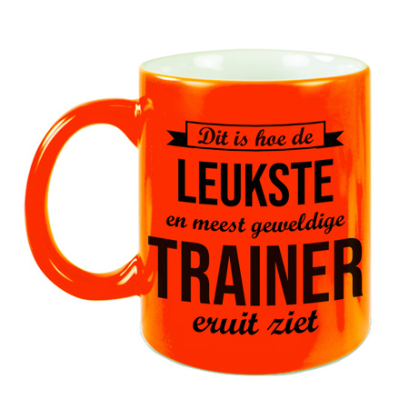 Leukste en meest geweldige trainer gift coffee mug / tea cup neon orange 330 ml