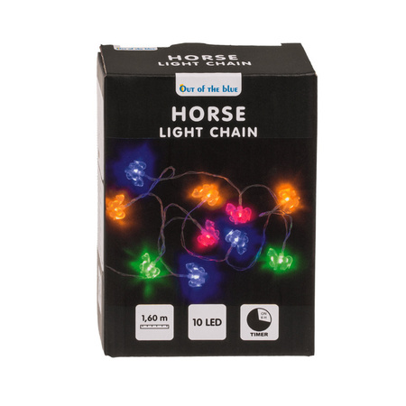 Kleine kunst kerstboom -groen -incl. paarden thema lichtsnoer gekleurd - H45 cm