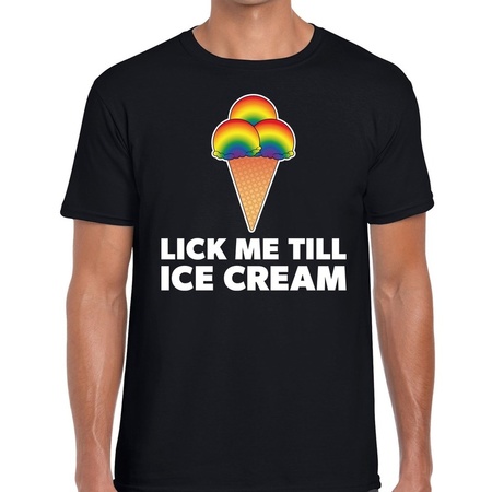 Lick me till ice scream gaypride t-shirt black men