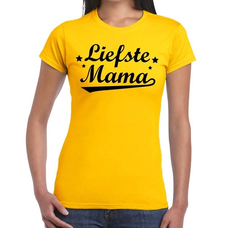 Liefste mama cadeau t-shirt geel dames