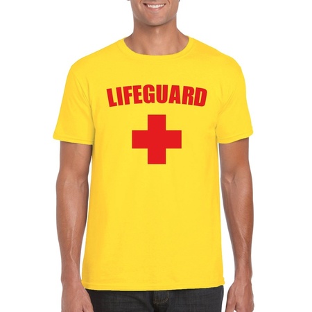 Lifeguard/ strandwacht verkleed shirt geel heren