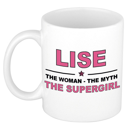 Lise The woman, The myth the supergirl cadeau koffie mok / thee beker 300 ml