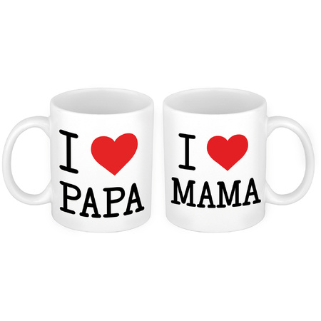 papa en mama met hartje mok - Cadeau set voor Papa Mama - Vaderdag/Moederdag Bellatio warenhuis