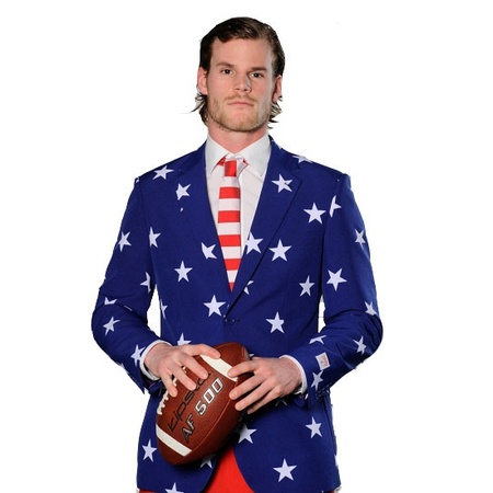 Heren kostuum met Amerikaanse vlag print maat 54 (2XL) met grati