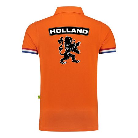 Luxe Holland supporter poloshirt met leeuw 200 grams oranje EK / WK voor heren