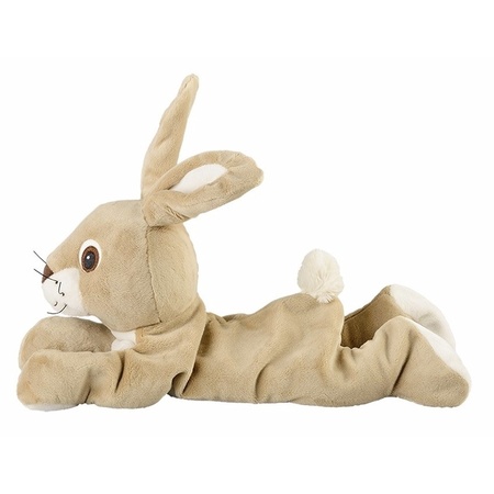 Magnetron warmte knuffel konijn/haas beige 35 cm