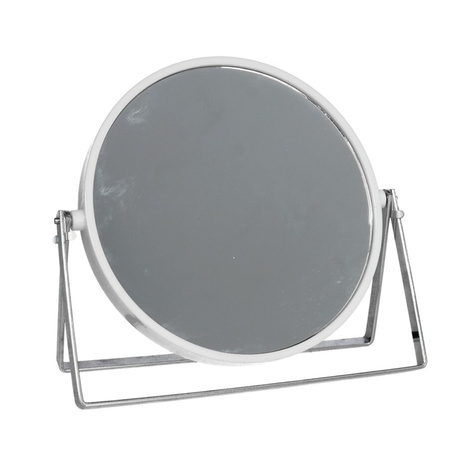 Make-up spiegel 2-zijdig gebruik - vergrotend - dia 18 cm - wit/zilver