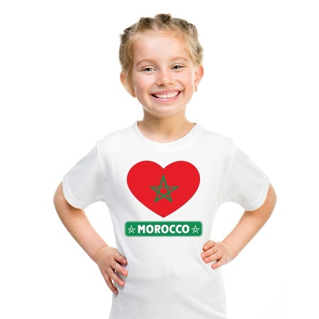 Marokko hart vlag t-shirt wit jongens en meisjes