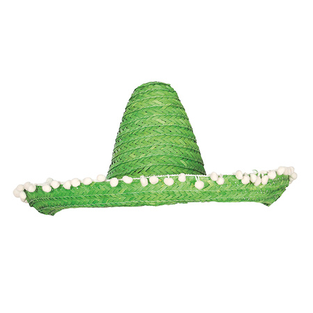 Mexicaanse Sombrero hoed voor heren - carnaval/verkleed accessoires - groen - met ornamenten