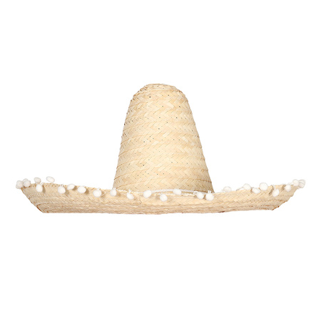 Mexicaanse Sombrero hoed voor heren - carnaval/verkleed accessoires - naturel - met ornamenten