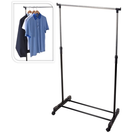 Mobiel kledingrek met kleding hangers - 10 kunststof hangers - wit/zwart