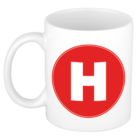 Letter H red print coffee mug / tea cup 300 ml