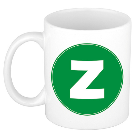 Mok / beker met de letter Z groene bedrukking voor het maken van een naam / woord of team