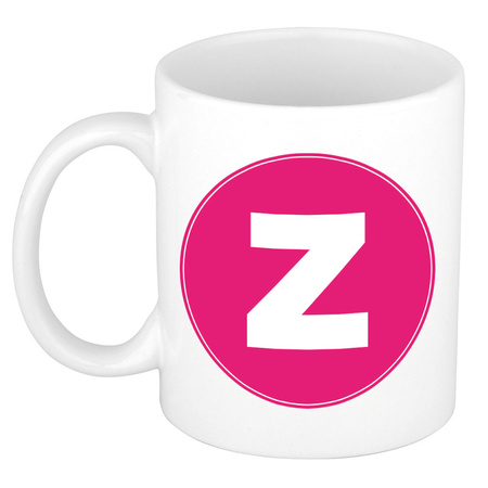 Mok / beker met de letter Z roze bedrukking voor het maken van een naam / woord of team