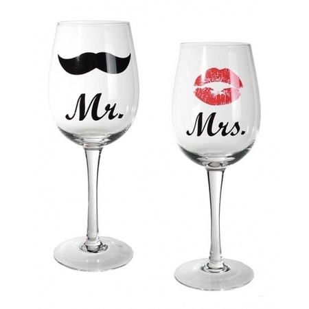 Mr & Mrs wineglasses 22,5 cm 430 ml