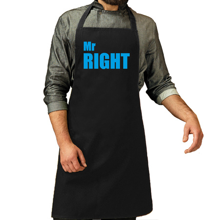 Mr Right kitchen apron black/blue for men