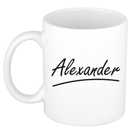 Naam cadeau mok / beker Alexander met sierlijke letters 300 ml