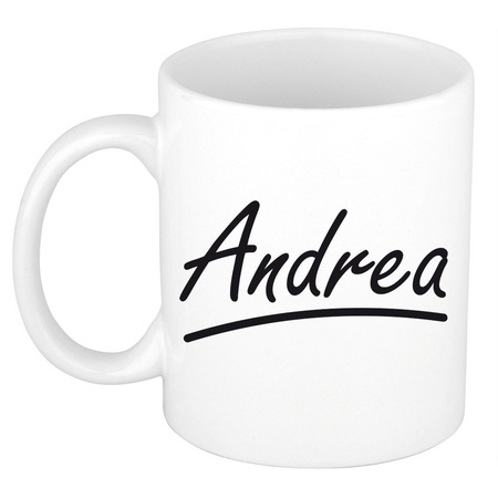 Naam cadeau mok / beker Andrea met sierlijke letters 300 ml