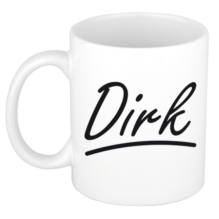 Naam cadeau mok / beker Dirk met sierlijke letters 300 ml