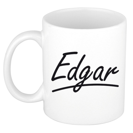 Naam cadeau mok / beker Edgar met sierlijke letters 300 ml