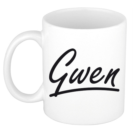 Name mug Gwen with elegant letters 300 ml