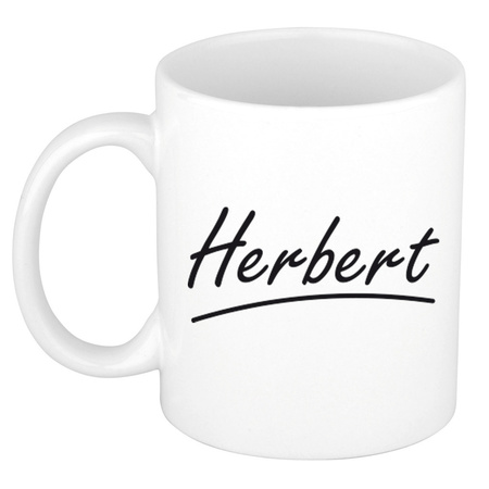 Naam cadeau mok / beker Herbert met sierlijke letters 300 ml