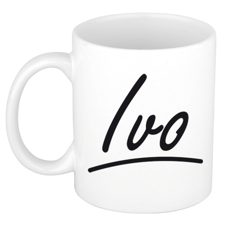 Name mug Ivo with elegant letters 300 ml