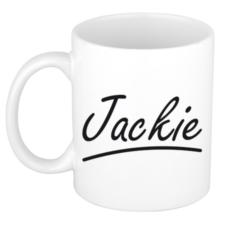 Name mug Jackie with elegant letters 300 ml