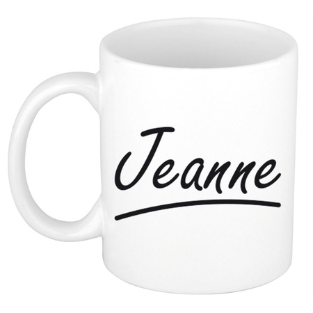 Name mug Jeanne with elegant letters 300 ml