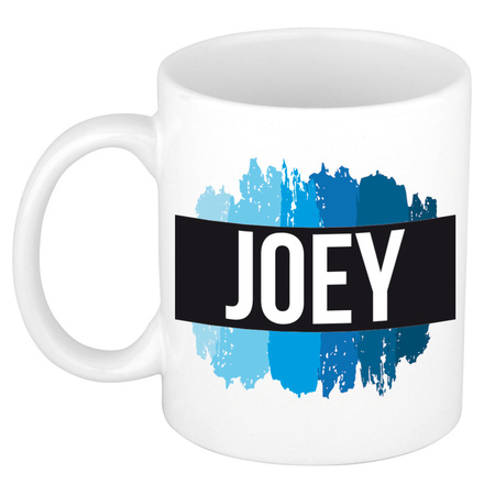 Name mug Joey with blue paint marks  300 ml
