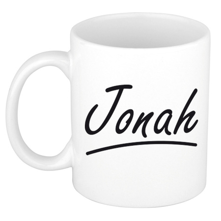 Naam cadeau mok / beker Jonah met sierlijke letters 300 ml