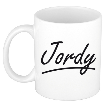 Name mug Jordy with elegant letters 300 ml