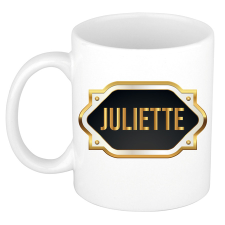 Naam cadeau mok / beker Juliette met gouden embleem 300 ml