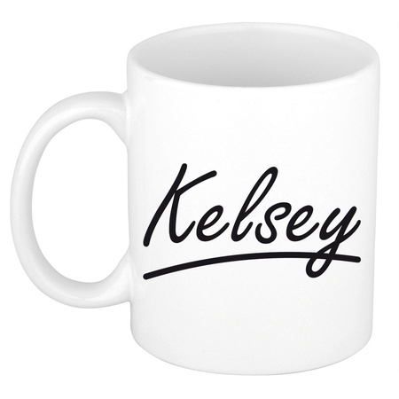 Name mug Kelsey with elegant letters 300 ml