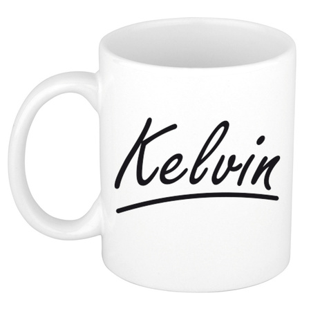 Name mug Kelvin with elegant letters 300 ml