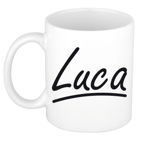 Naam cadeau mok / beker Luca met sierlijke letters 300 ml