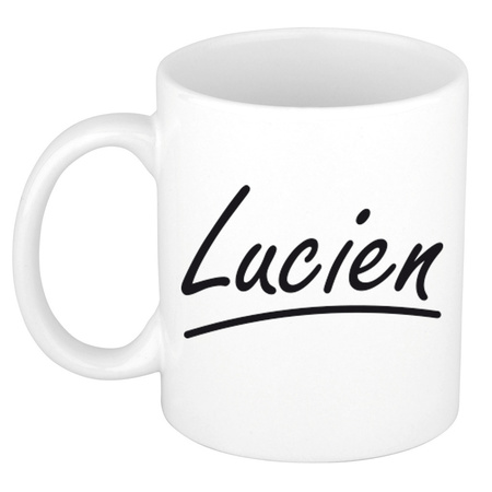 Naam cadeau mok / beker Lucien met sierlijke letters 300 ml