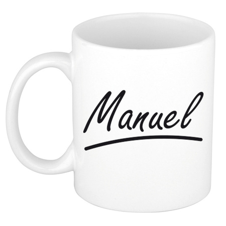 Naam cadeau mok / beker Manuel met sierlijke letters 300 ml
