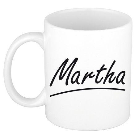 Naam cadeau mok / beker Martha met sierlijke letters 300 ml
