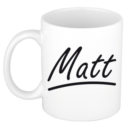 Naam cadeau mok / beker Matt met sierlijke letters 300 ml