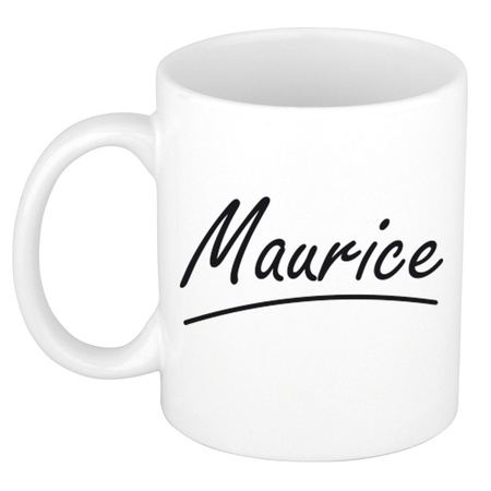 Naam cadeau mok / beker Maurice met sierlijke letters 300 ml