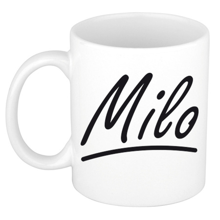 Naam cadeau mok / beker Milo met sierlijke letters 300 ml