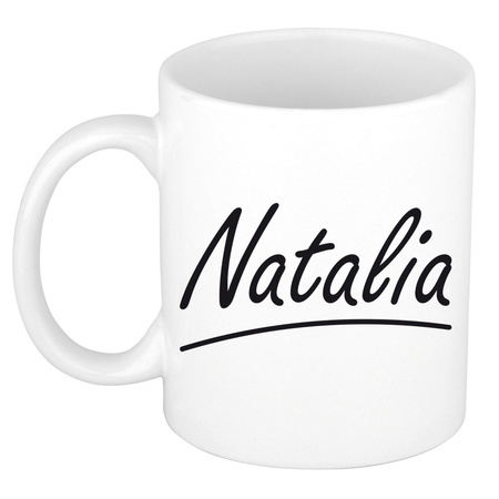 Naam cadeau mok / beker Natalia met sierlijke letters 300 ml