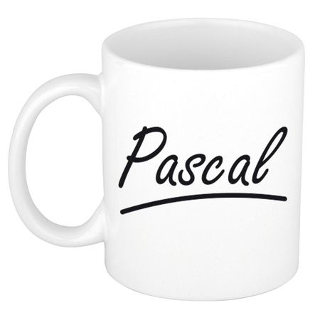 Naam cadeau mok / beker Pascal met sierlijke letters 300 ml