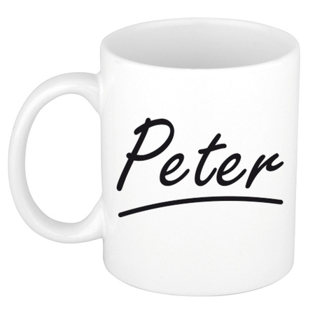 Naam cadeau mok / beker Peter met sierlijke letters 300 ml