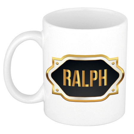 Name mug Ralph with golden emblem 300 ml